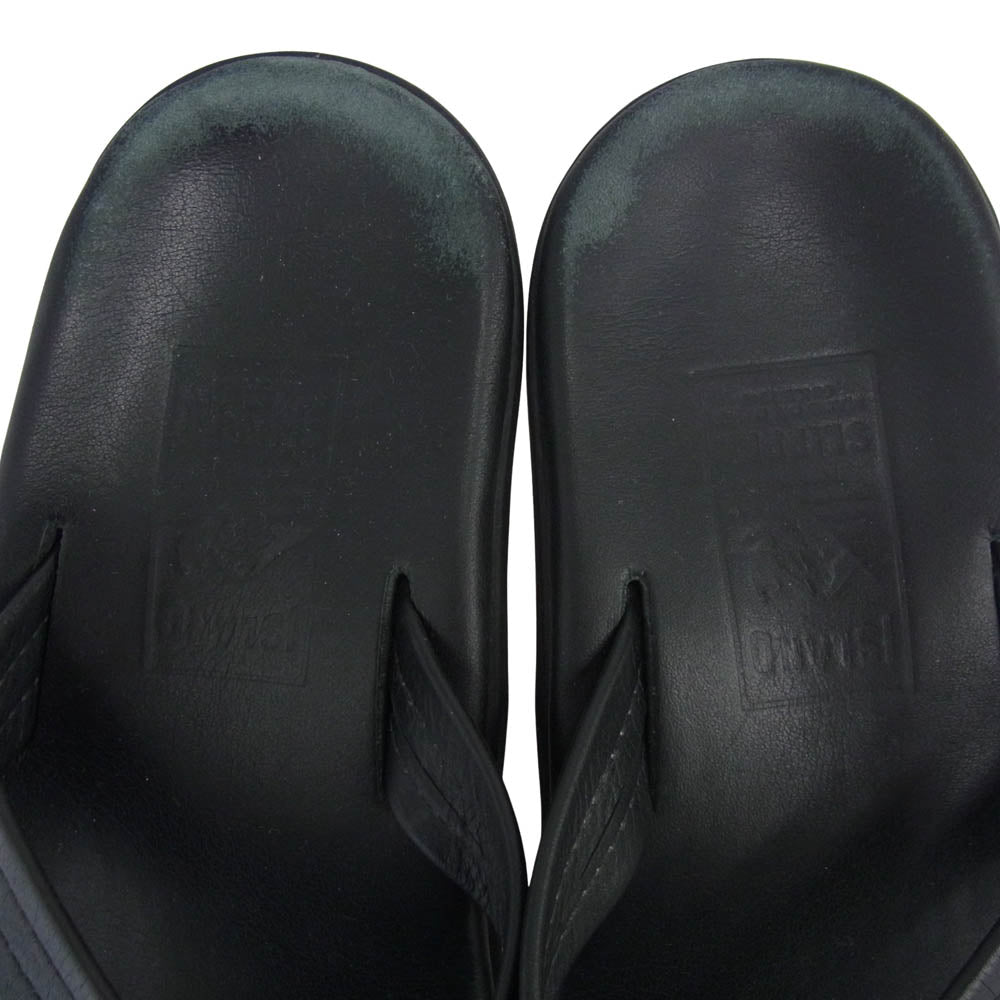 アイランドスリッパ PT202 TOCHIGI LEATHER THONG トング レザー スリッパ ビーチ サンダル ブラック系 9【中古】