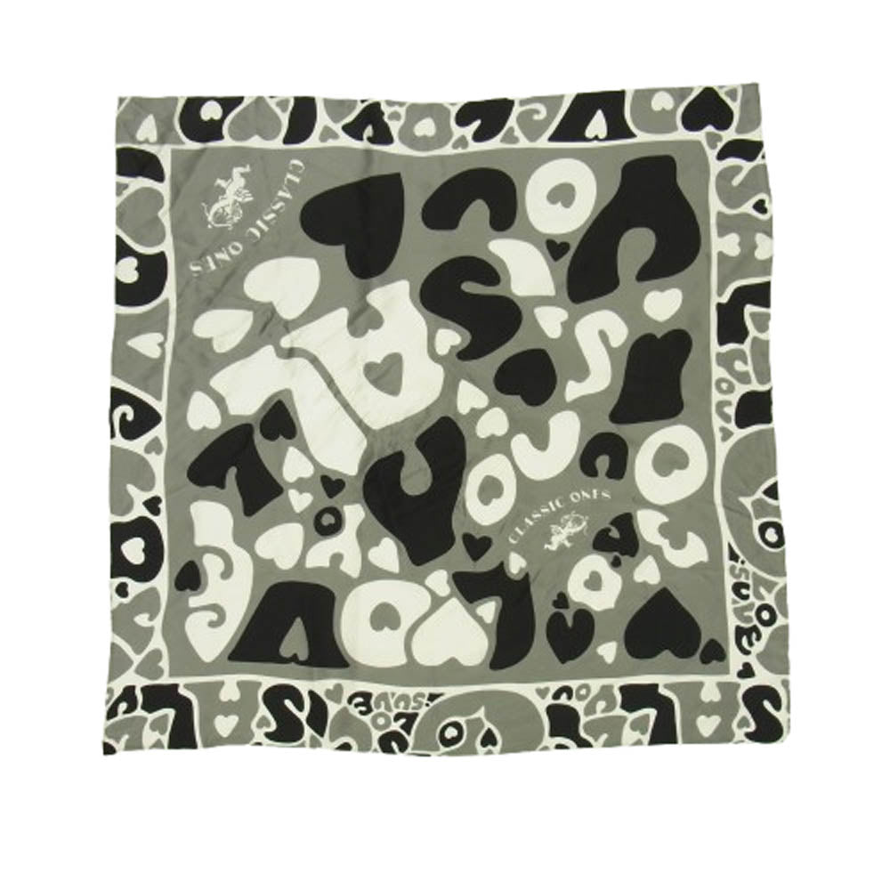 PORTER CLASSIC ポータークラシック CLASSIC ONES SILK SCARF LOVE ラブ シルク スカーフ ブラック系 グレー系【中古】