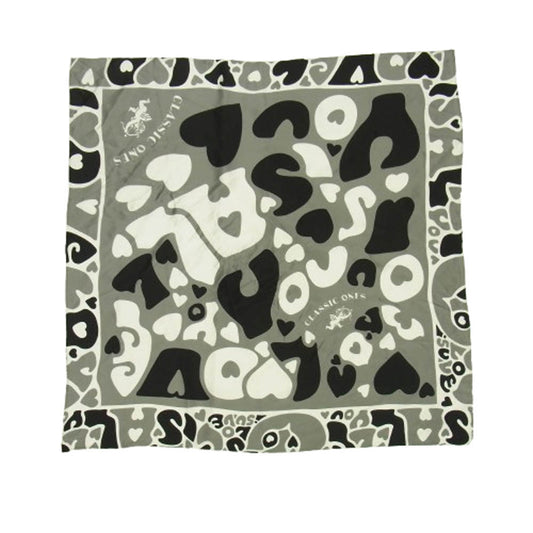 PORTER CLASSIC ポータークラシック CLASSIC ONES SILK SCARF LOVE ラブ シルク スカーフ ブラック系 グレー系【中古】