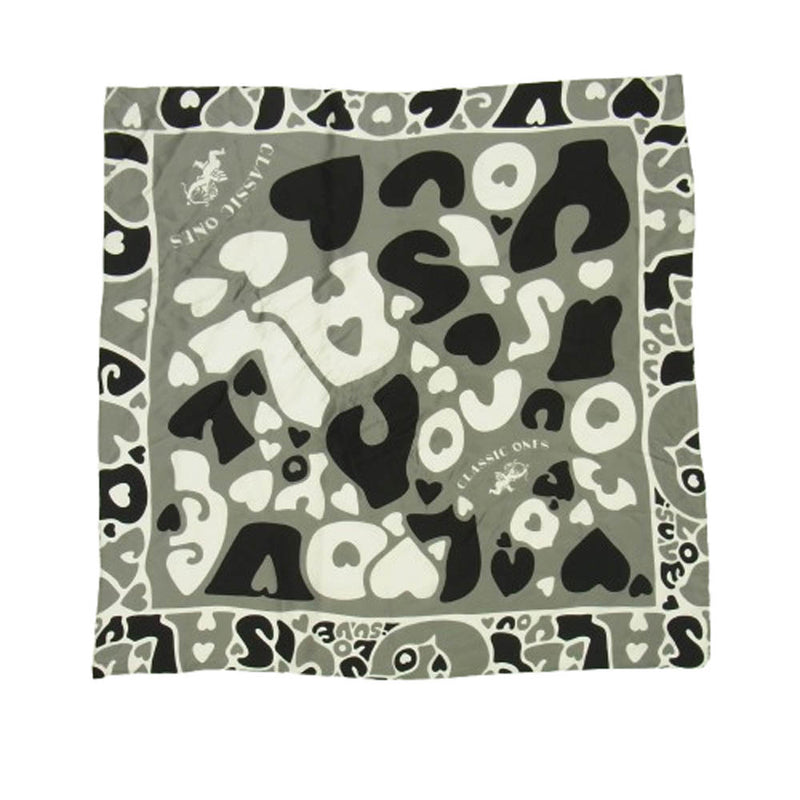 PORTER CLASSIC ポータークラシック CLASSIC ONES SILK SCARF LOVE ラブ シルク スカーフ ブラック系 グレー系【中古】