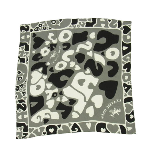 PORTER CLASSIC ポータークラシック CLASSIC ONES SILK SCARF LOVE ラブ シルク スカーフ ブラック系 グレー系【中古】