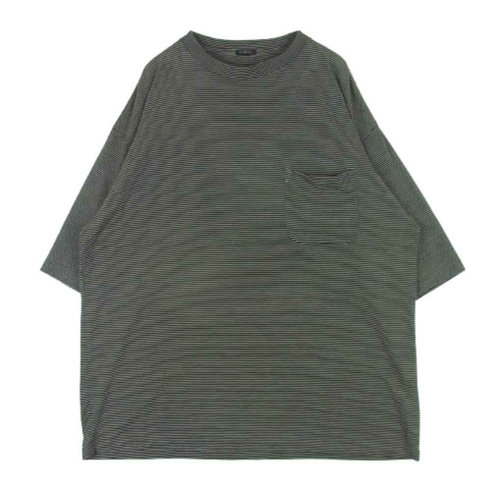 COMOLI コモリ 24SS Z01-05023 ボーダー サマーウール 半袖 Tシャツ 日本製 ブラック系 ベージュ系 4【中古】