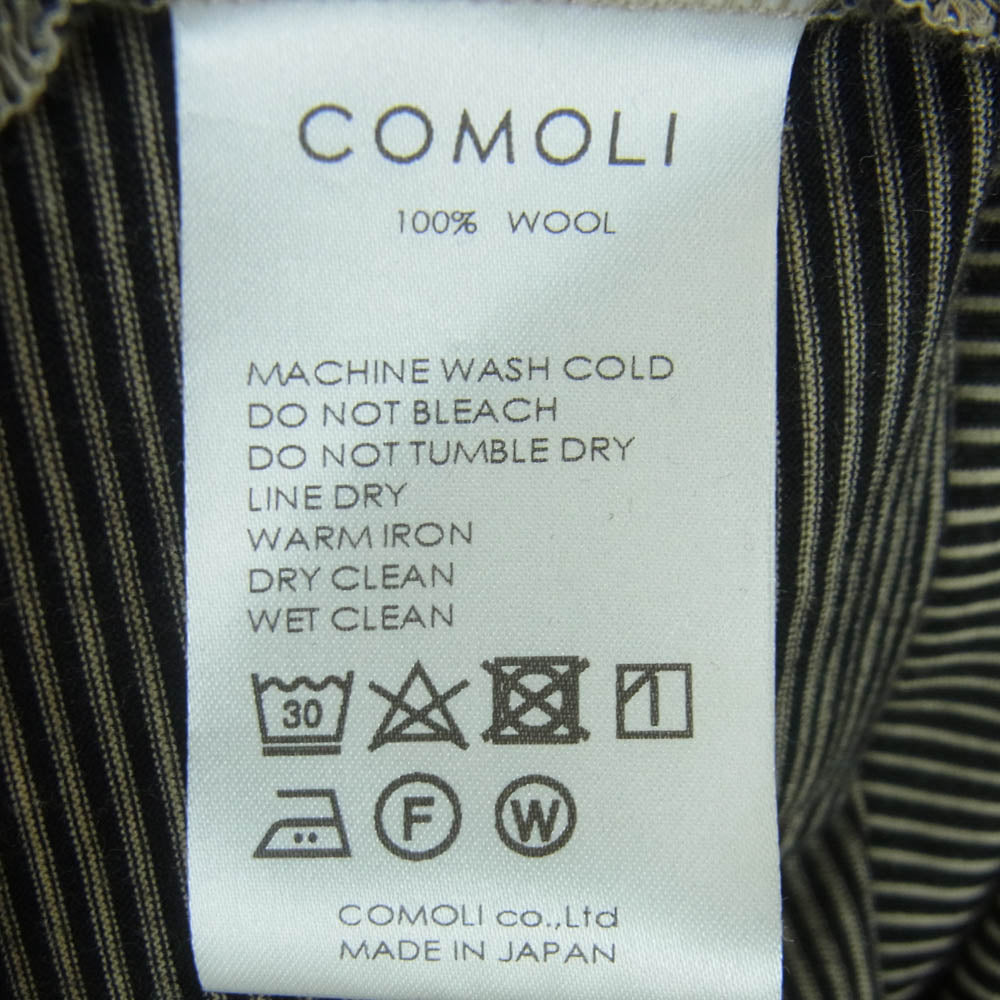 COMOLI コモリ 24SS Z01-05023 ボーダー サマーウール 半袖 Tシャツ 日本製 ブラック系 ベージュ系 4【中古】