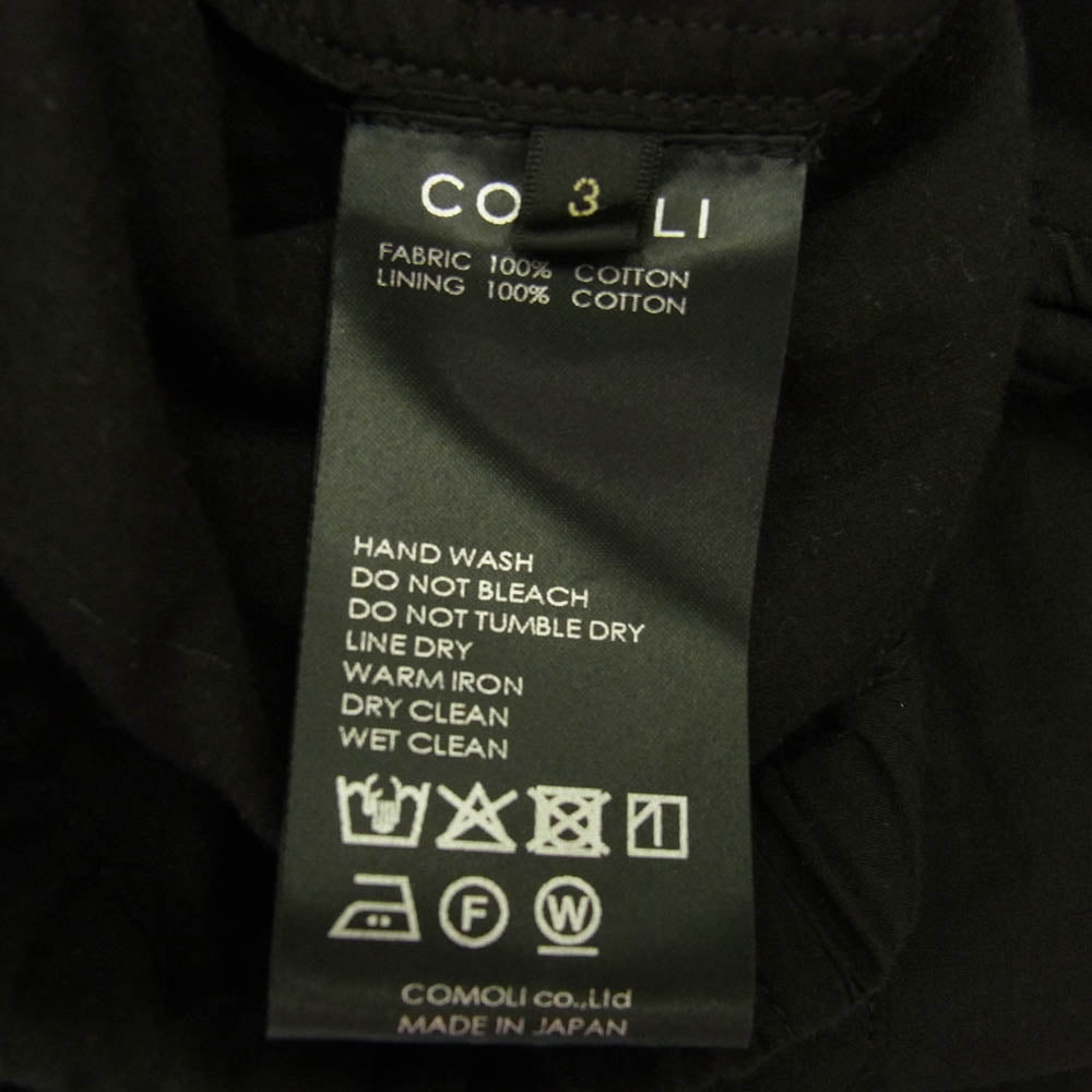 COMOLI コモリ 25SS B01-03015 KHADIコットン ドローストリング パンツ ブラック系 3【中古】