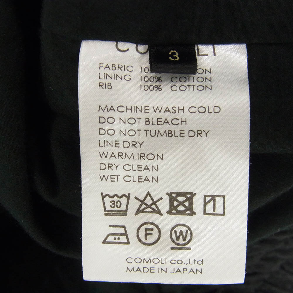 COMOLI コモリ 24SS Z01-05007 コットンジャージ G8 ジャケット ブラック系 3【中古】