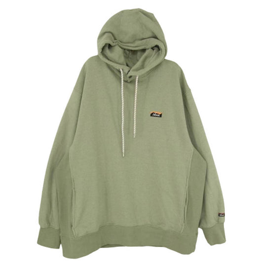 NANGA ナンガ NW2441-1F014-A MINI BOX LOGOEMBROIDERY SWEAT HOODIE ミニボックス ロゴ フーディー パーカー グリーン系 L【中古】