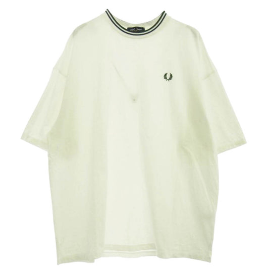 FRED PERRY フレッドペリー BEAMS ビームス別注 オーバーサイズ ピケ 半袖 Tシャツ ホワイト系 L【中古】