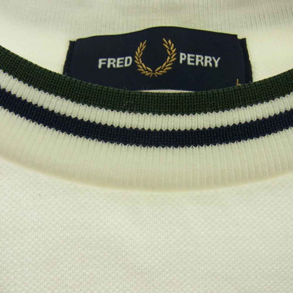 FRED PERRY フレッドペリー BEAMS ビームス別注 オーバーサイズ ピケ 半袖 Tシャツ ホワイト系 L【中古】