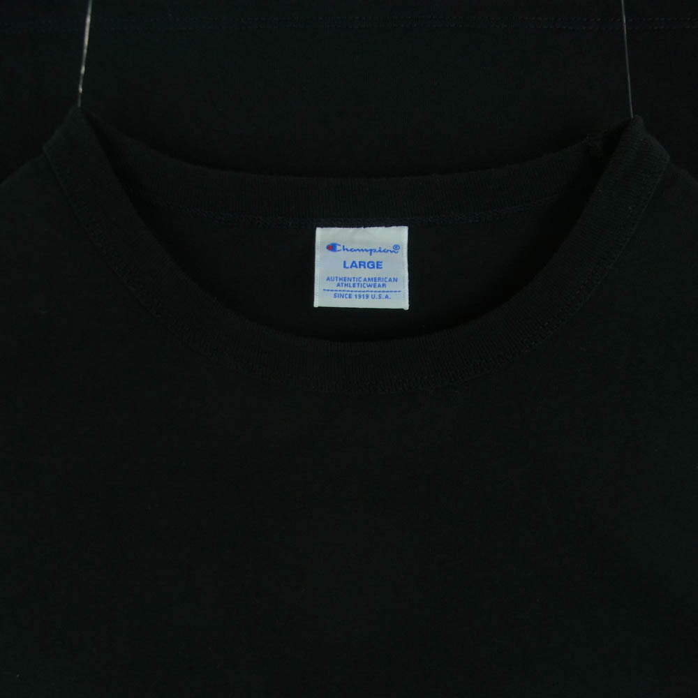 Champion チャンピオン 25SS C8-B335 BEAMS ビームス MIN-NANO ミンナノ 別注 トリプルネーム SOLID TEE ソリッド 半袖 Tシャツ ブラック系 L【中古】