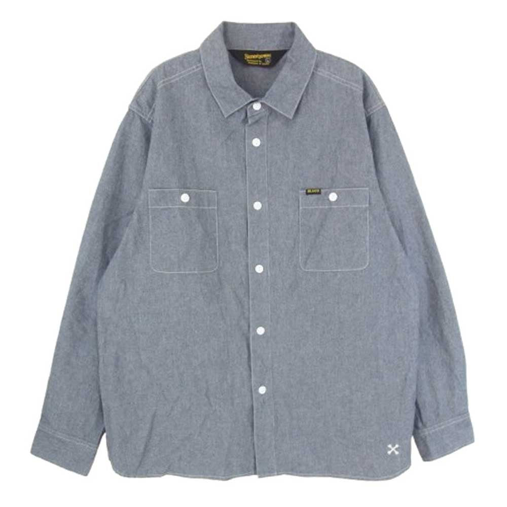 BLUCO WORK GARMENT ブルコ OL-121-022 CHAMBRAY WORK SHIRTS LS シャンブレー ワークシャツ 長袖 ブルー系 L【美品】【中古】