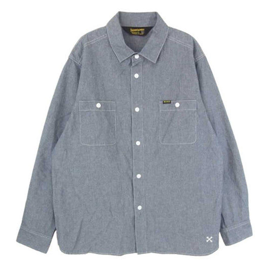 BLUCO WORK GARMENT ブルコ OL-121-022 CHAMBRAY WORK SHIRTS LS シャンブレー ワークシャツ 長袖 ブルー系 L【美品】【中古】