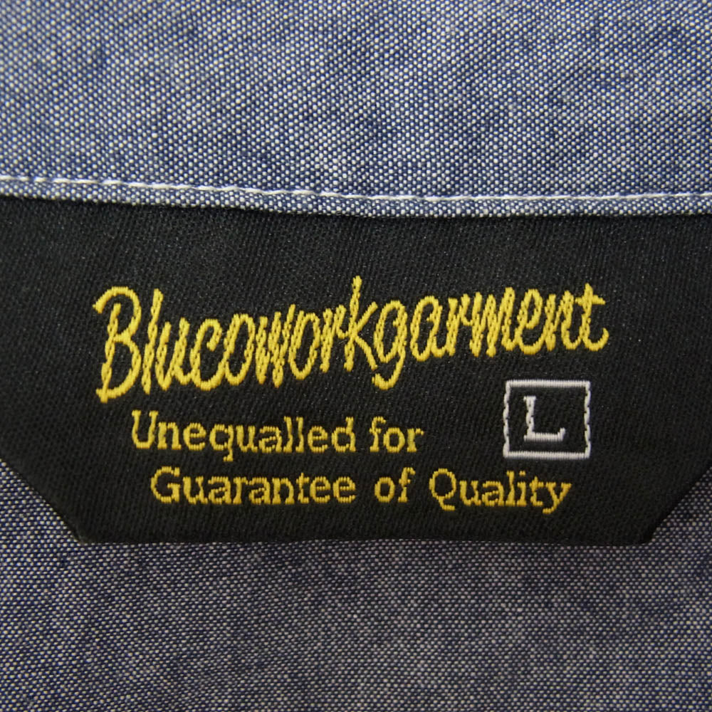 BLUCO WORK GARMENT ブルコ OL-121-022 CHAMBRAY WORK SHIRTS LS シャンブレー ワークシャツ 長袖 ブルー系 L【美品】【中古】