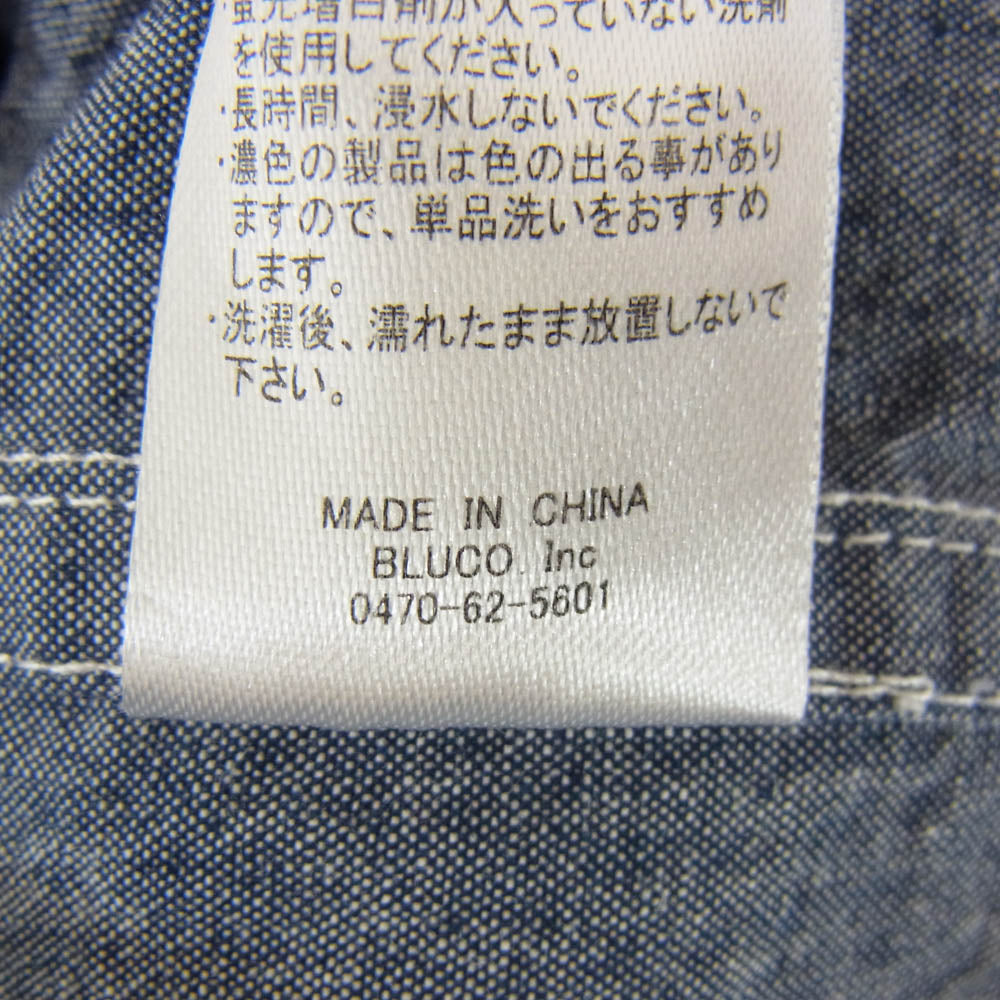 BLUCO WORK GARMENT ブルコ OL-121-022 CHAMBRAY WORK SHIRTS LS シャンブレー ワークシャツ 長袖 ブルー系 L【美品】【中古】