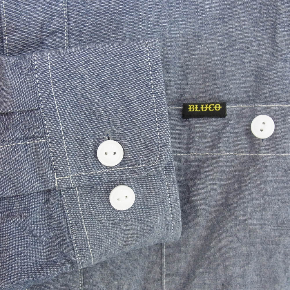 BLUCO WORK GARMENT ブルコ OL-121-022 CHAMBRAY WORK SHIRTS LS シャンブレー ワークシャツ 長袖 ブルー系 L【美品】【中古】
