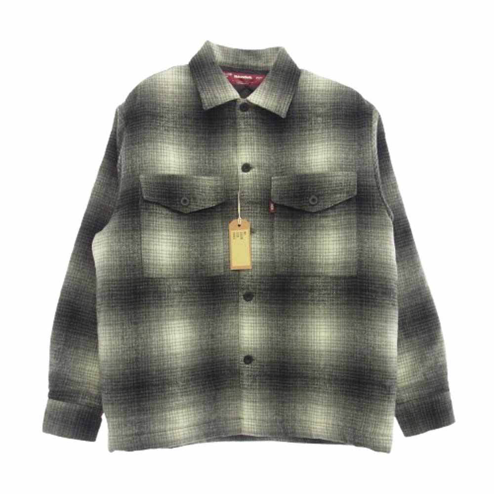 HideandSeek ハイドアンドシーク 23AW HS-100323 Melton Check CPO メルトン チェック シャツ ジャケット グレー系 オフホワイト系 XL【新古品】【未使用】【中古】