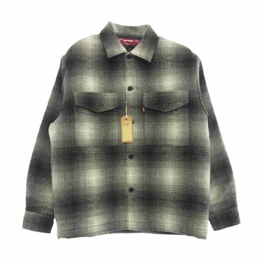 HideandSeek ハイドアンドシーク 23AW HS-100323 Melton Check CPO メルトン チェック シャツ ジャケット グレー系 オフホワイト系 XL【新古品】【未使用】【中古】