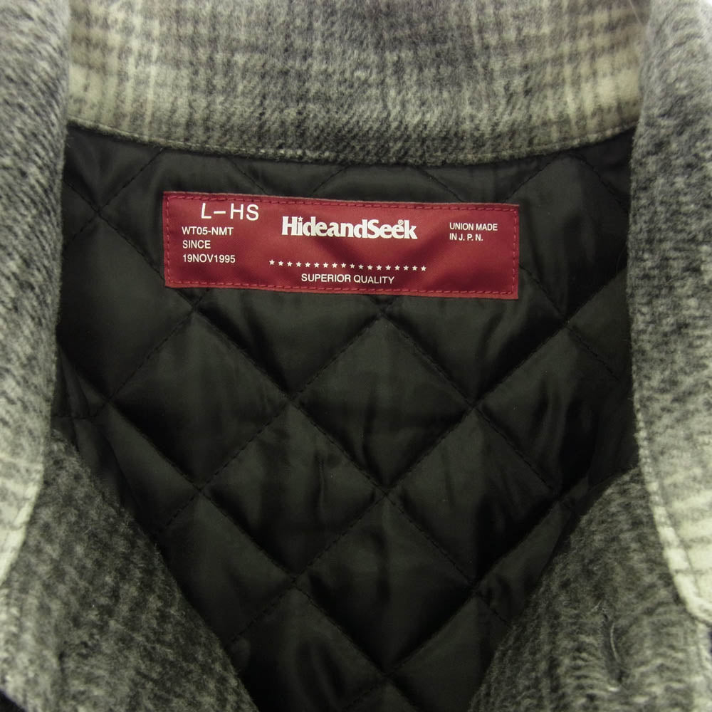 HideandSeek ハイドアンドシーク 23AW HS-100323 Melton Check CPO メルトン チェック シャツ ジャケット グレー系 オフホワイト系 XL【新古品】【未使用】【中古】