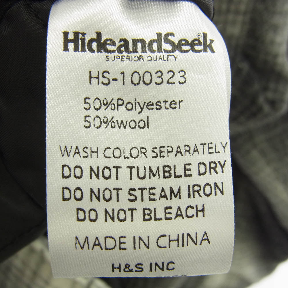 HideandSeek ハイドアンドシーク 23AW HS-100323 Melton Check CPO メルトン チェック シャツ ジャケット グレー系 オフホワイト系 XL【新古品】【未使用】【中古】