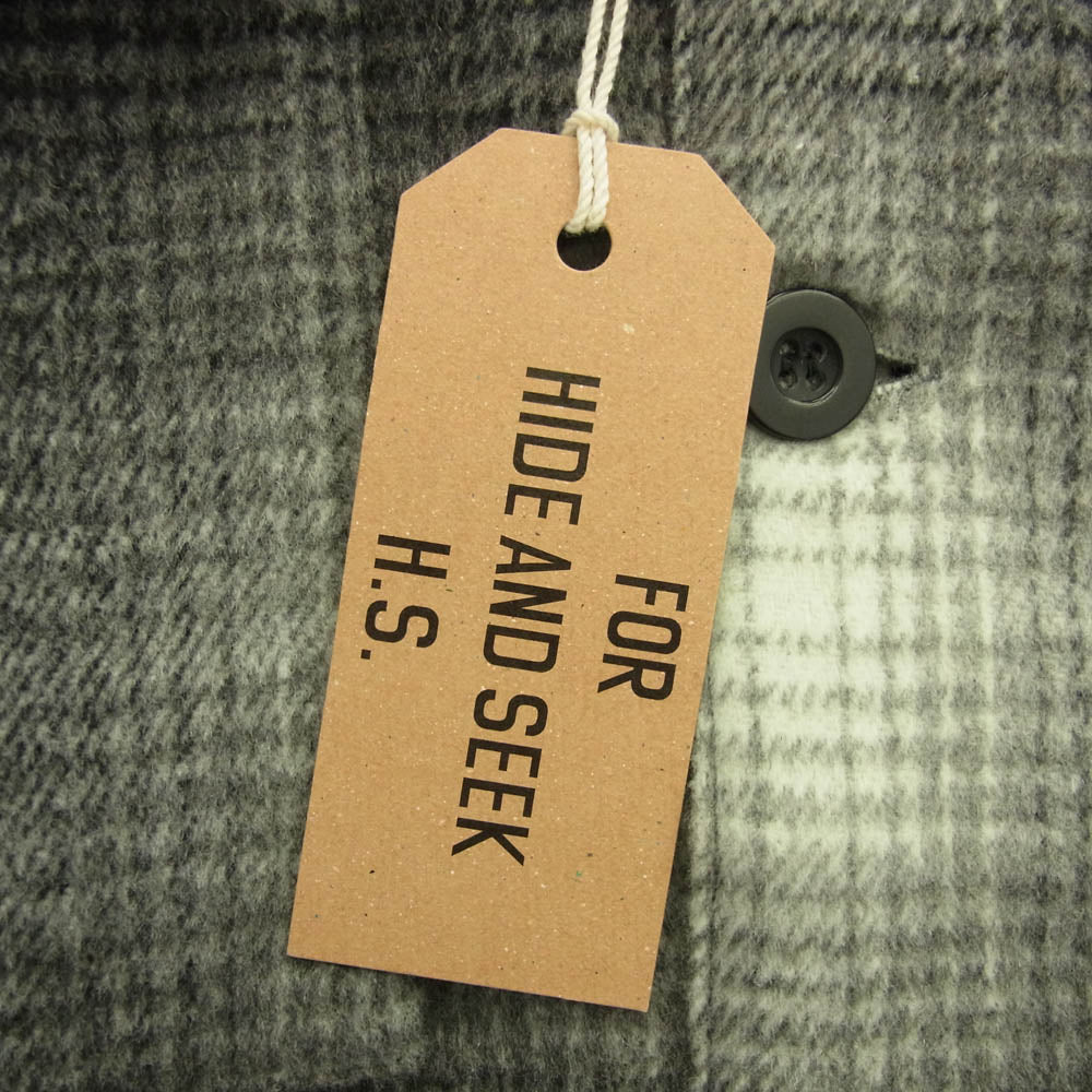 HideandSeek ハイドアンドシーク 23AW HS-100323 Melton Check CPO メルトン チェック シャツ ジャケット グレー系 オフホワイト系 XL【新古品】【未使用】【中古】