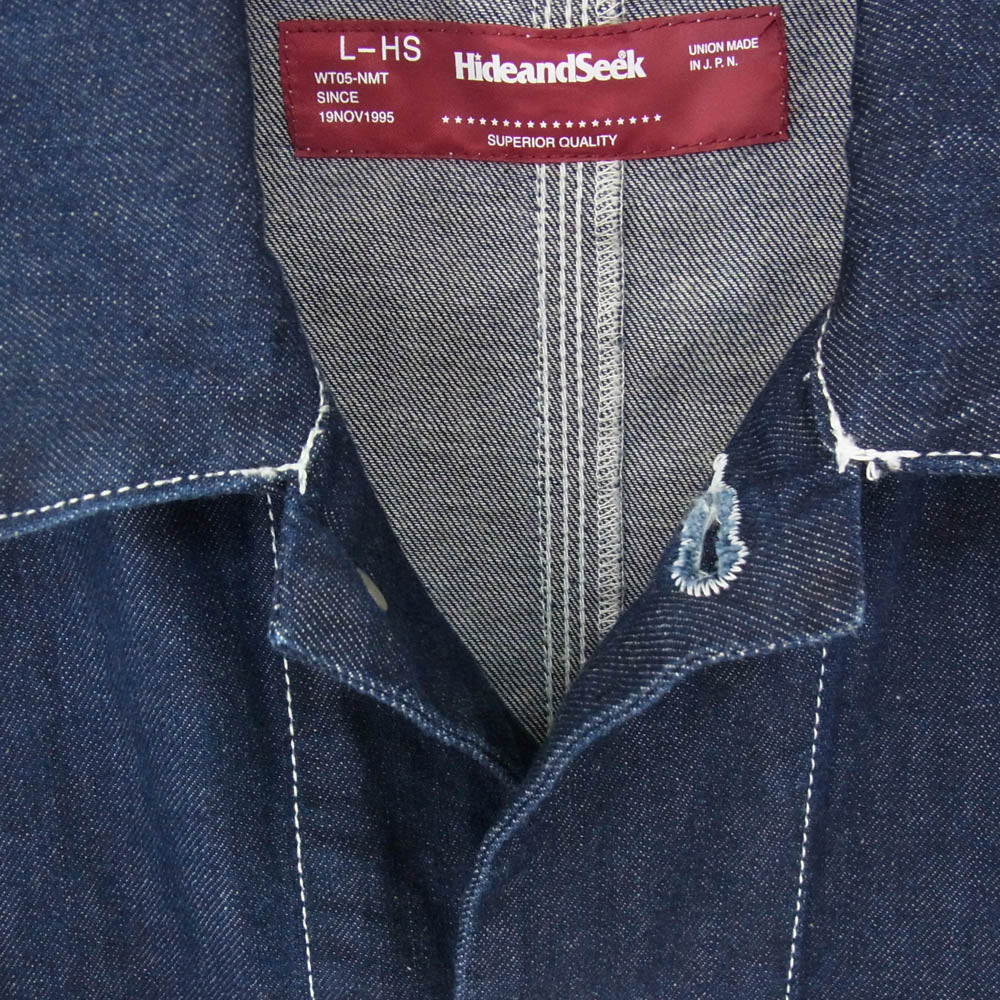HideandSeek ハイドアンドシーク HJ-020123 Denim Coverall Jacket デニム カバーオール ジャケット インディゴブルー系 L【新古品】【未使用】【中古】