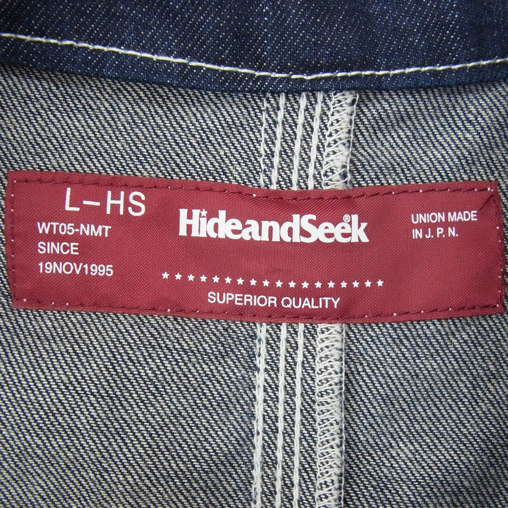 HideandSeek ハイドアンドシーク HJ-020123 Denim Coverall Jacket デニム カバーオール ジャケット インディゴブルー系 L【新古品】【未使用】【中古】