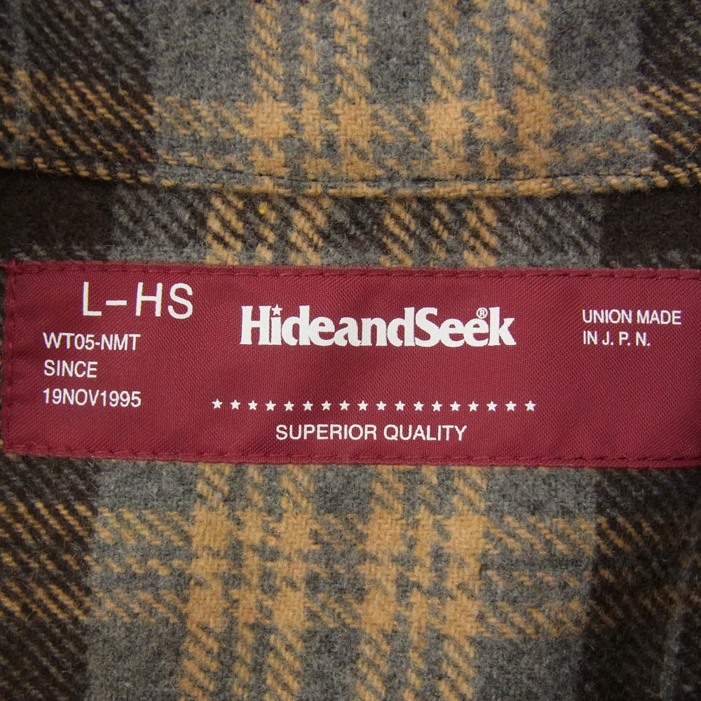 HideandSeek ハイドアンドシーク 23AW HS-090223 Plaid Flannel L/S Shirt フランネル チェック 長袖 シャツ ブラウン系 L【新古品】【未使用】【中古】