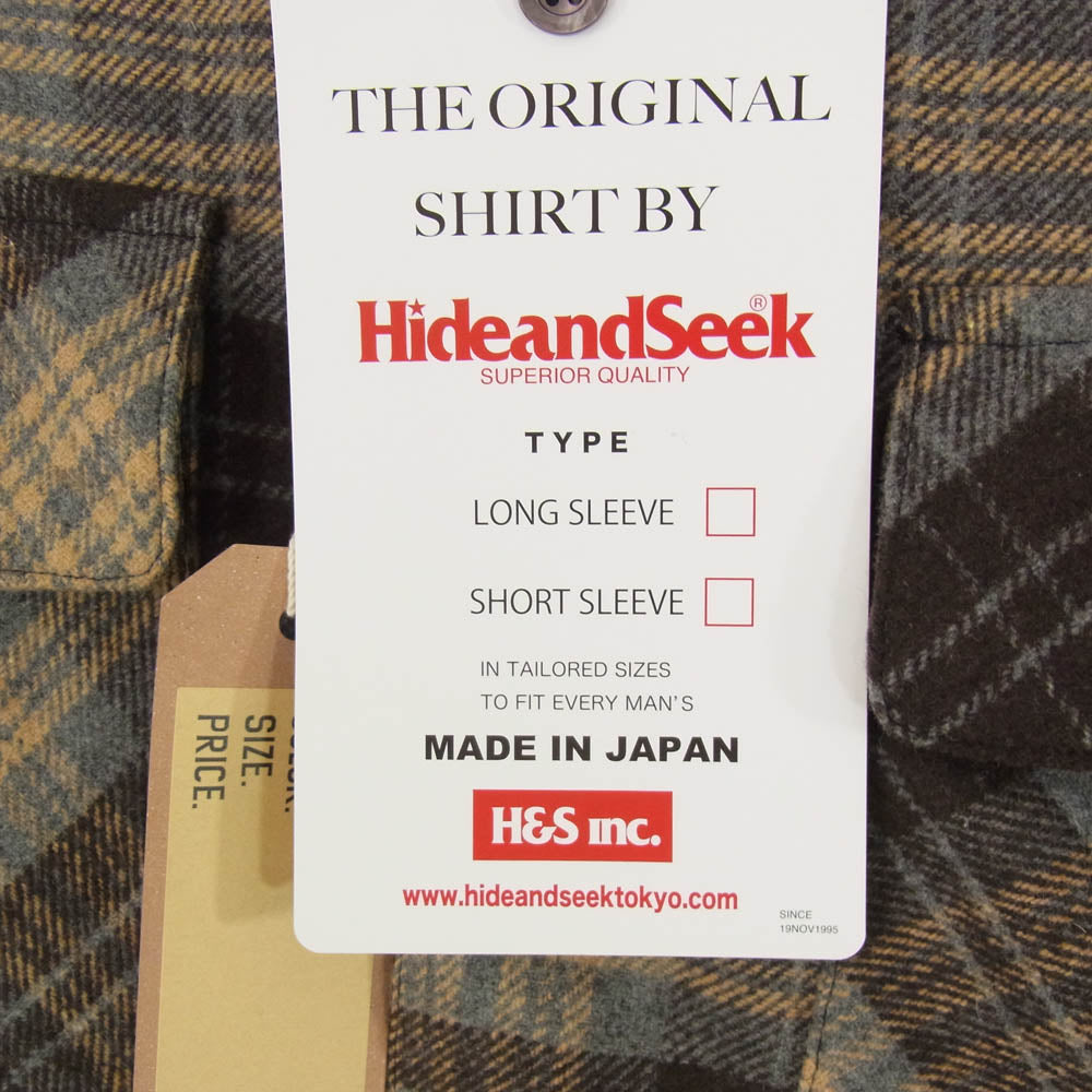 HideandSeek ハイドアンドシーク 23AW HS-090223 Plaid Flannel L/S Shirt フランネル チェック 長袖 シャツ ブラウン系 L【新古品】【未使用】【中古】