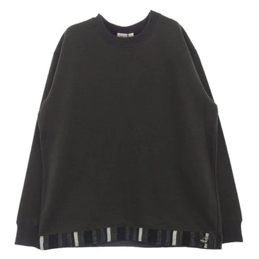 KUON クオン 190CS0324F1 Trimmed Hem Sweatshirt 裂織 裏毛 クルーネック ヘム スウェット トレーナー チャコール系 L【極上美品】【中古】