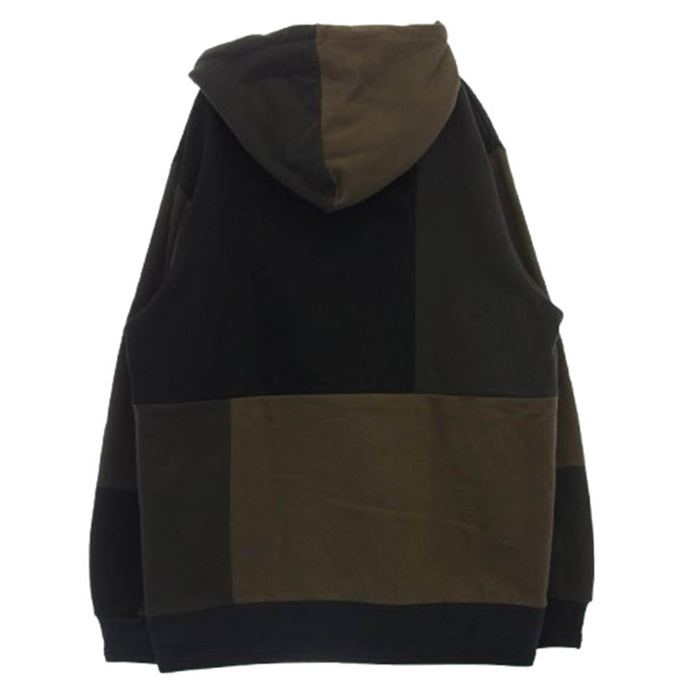 KUON クオン 144CS02C281 Patchwork Hoodie 組紐 パッチワーク フーディー プルオーバー パーカー ブラック系 L【極上美品】【中古】