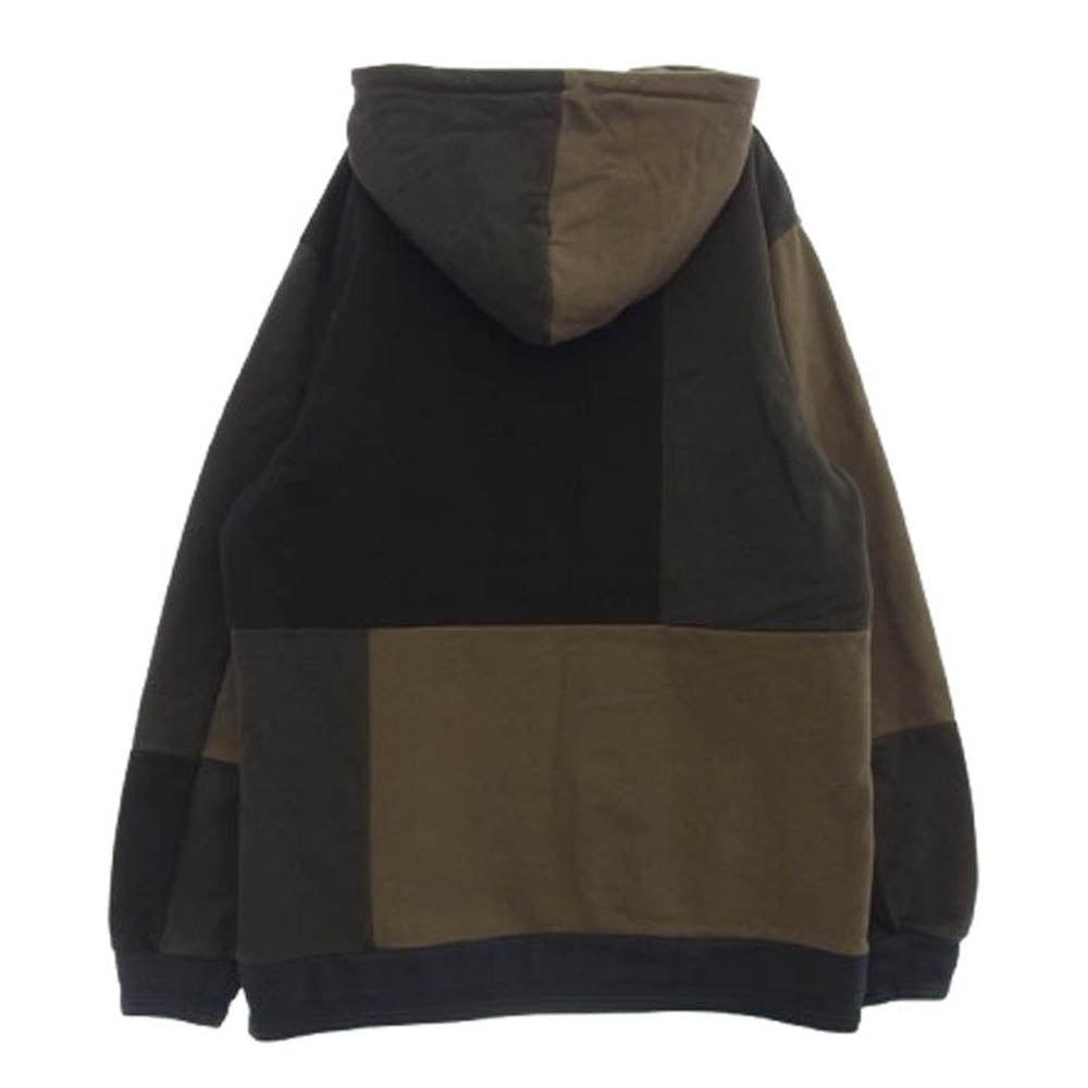 KUON クオン 144CS02C281 Patchwork Hoodie 組紐 パッチワーク フーディー プルオーバー パーカー ブラック系 XL【中古】