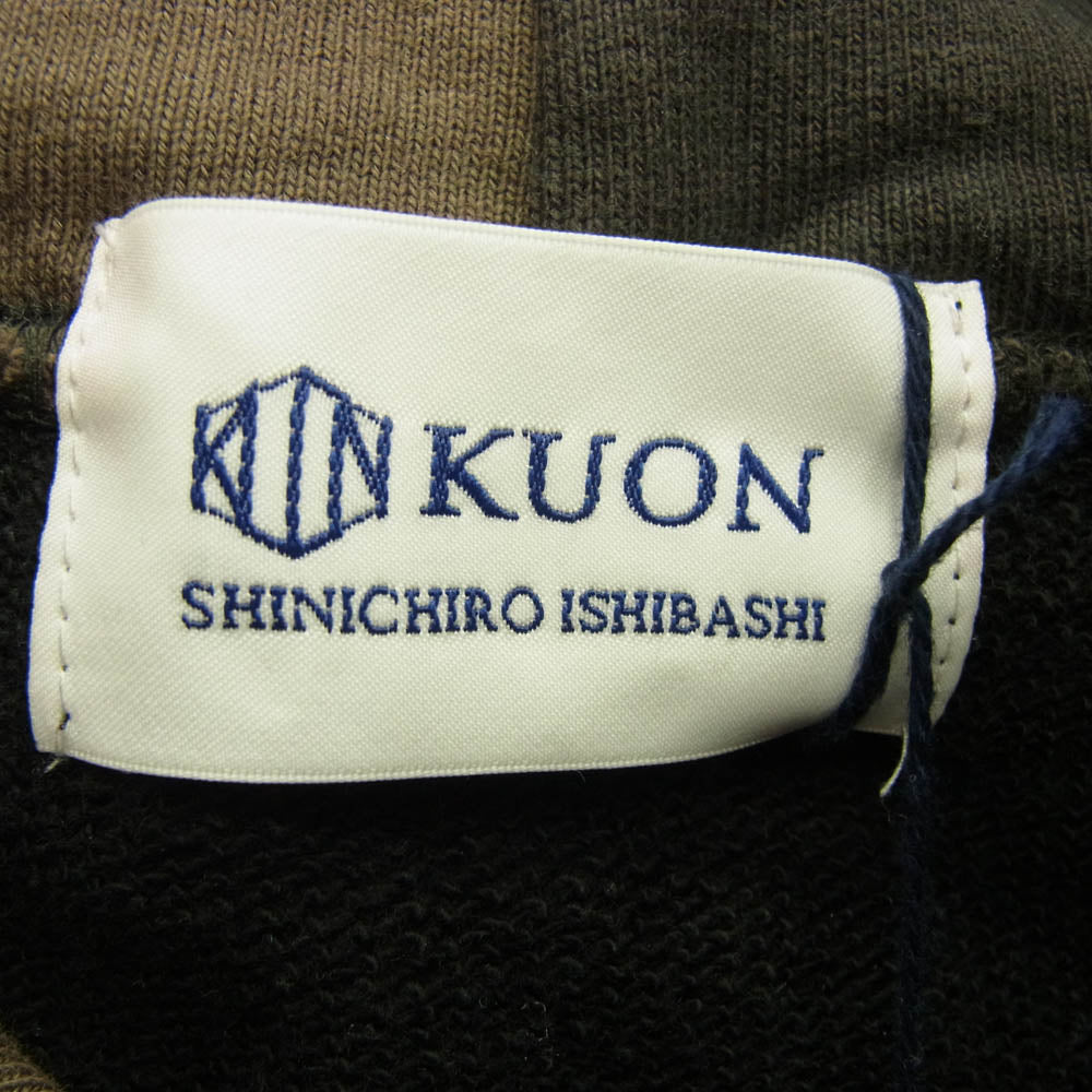 KUON クオン 144CS02C281 Patchwork Hoodie 組紐 パッチワーク フーディー プルオーバー パーカー ブラック系 XL【中古】