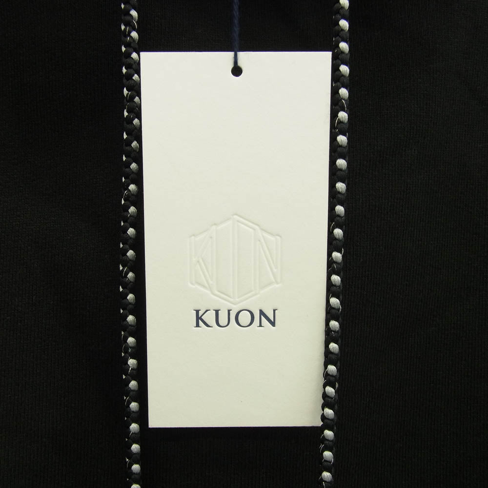 KUON クオン 144CS02C281 Patchwork Hoodie 組紐 パッチワーク フーディー プルオーバー パーカー ブラック系 XL【中古】