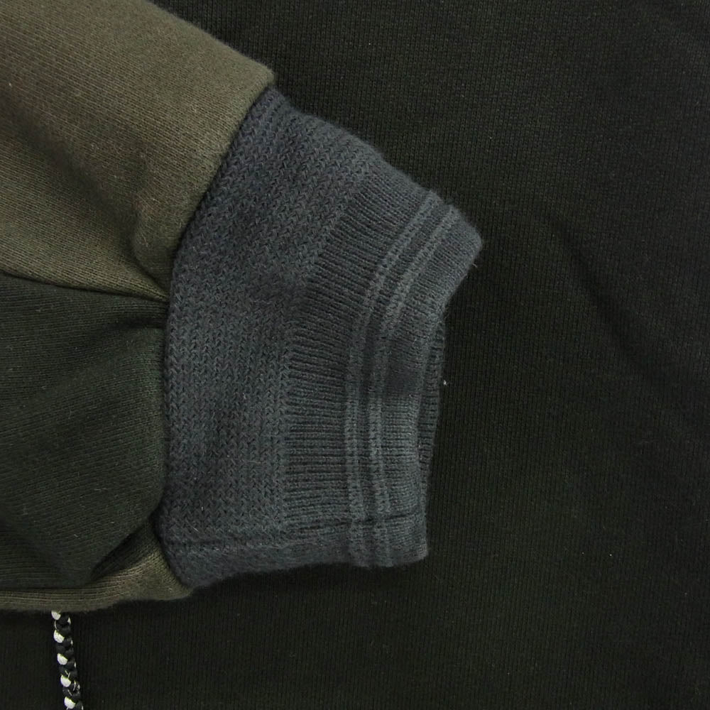 KUON クオン 144CS02C281 Patchwork Hoodie 組紐 パッチワーク フーディー プルオーバー パーカー ブラック系 XL【中古】