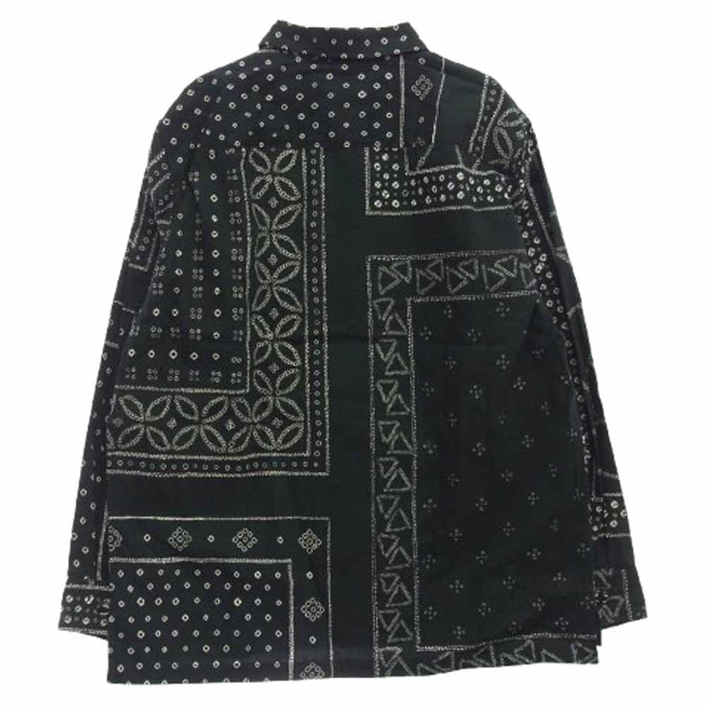 KUON クオン 115SH010200 Kanoko Shibori Printed Bandanna Shirket 観光絞り プリント バンダナ 長袖 シャツ ジャケット ブラック系 S【極上美品】【中古】