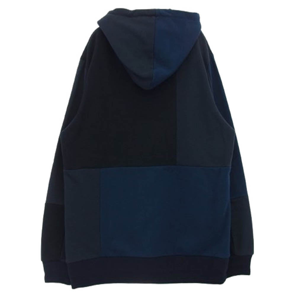 KUON クオン 144CS02C281 Patchwork Hoodie 組紐 パッチワーク フーディー プルオーバー パーカー ネイビー系 L【極上美品】【中古】