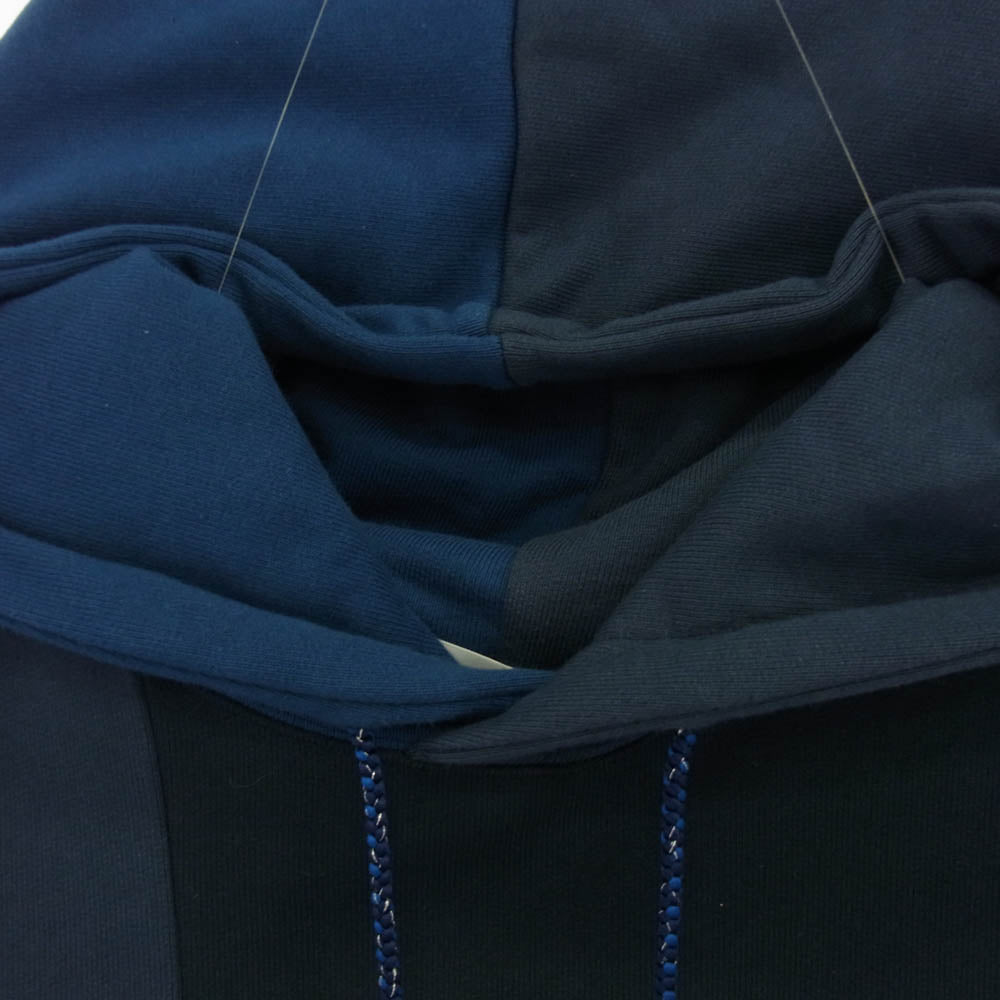 KUON クオン 144CS02C281 Patchwork Hoodie 組紐 パッチワーク フーディー プルオーバー パーカー ネイビー系 L【極上美品】【中古】