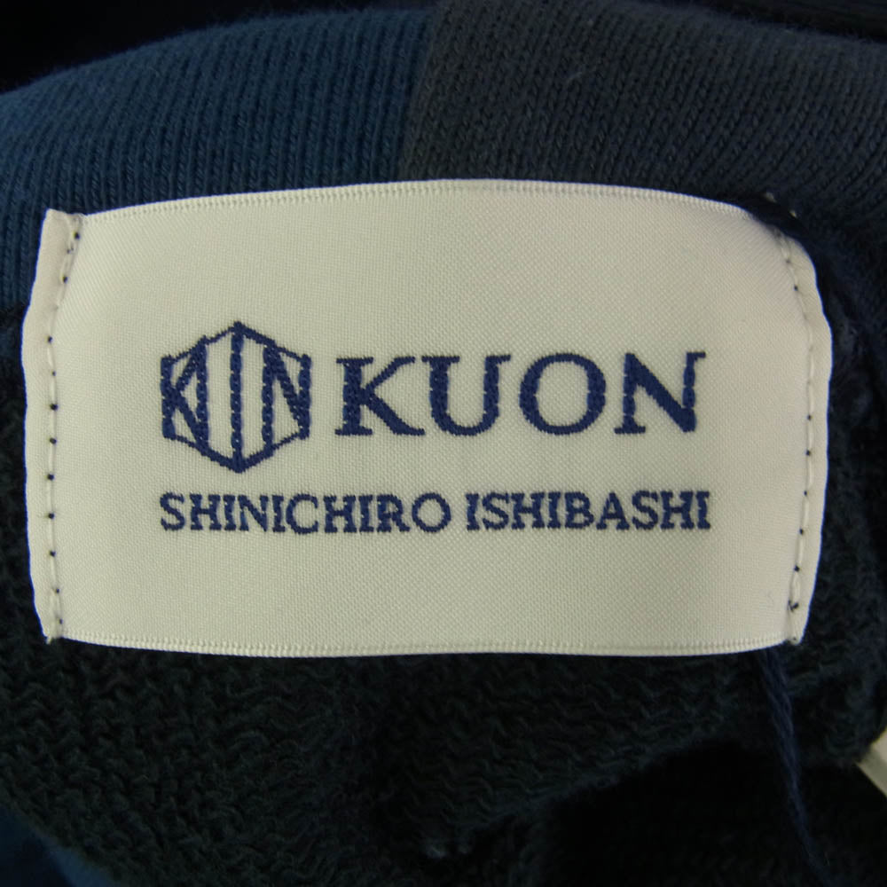 KUON クオン 144CS02C281 Patchwork Hoodie 組紐 パッチワーク フーディー プルオーバー パーカー ネイビー系 L【極上美品】【中古】