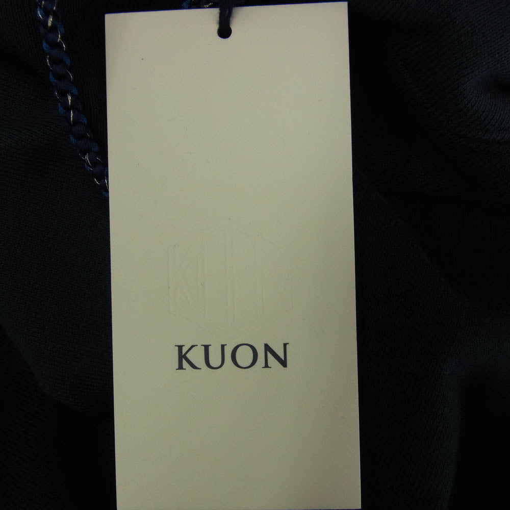 KUON クオン 144CS02C281 Patchwork Hoodie 組紐 パッチワーク フーディー プルオーバー パーカー ネイビー系 L【極上美品】【中古】