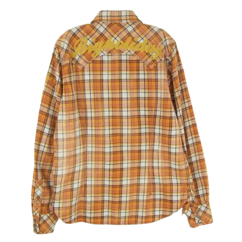 TMT ティーエムティー ネル チェック ウエスタン シャツ オレンジ系 S【中古】