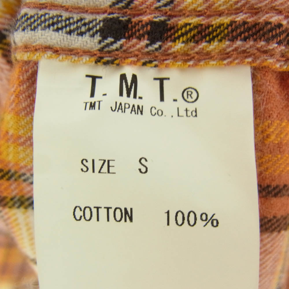 TMT ティーエムティー ネル チェック ウエスタン シャツ オレンジ系 S【中古】