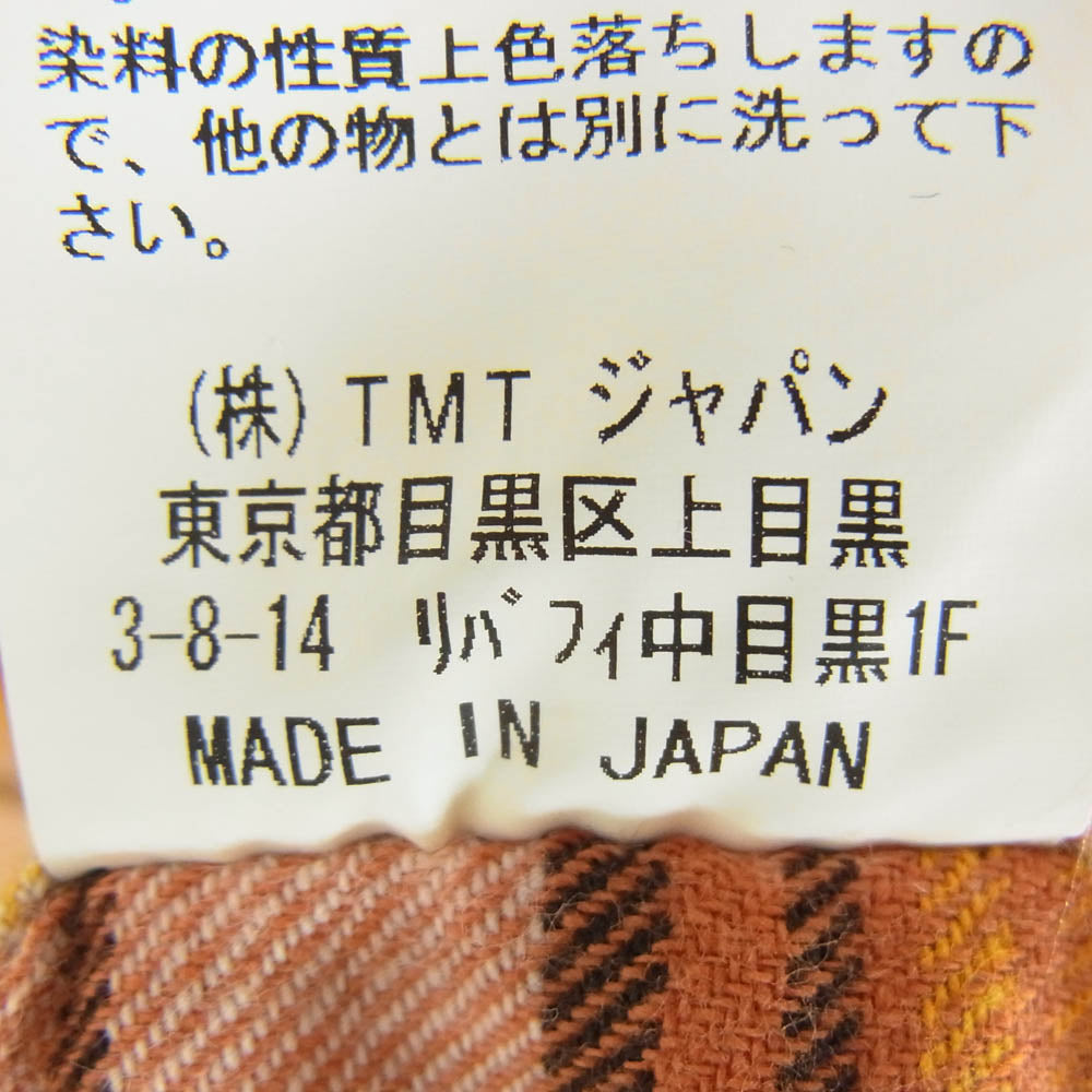 TMT ティーエムティー ネル チェック ウエスタン シャツ オレンジ系 S【中古】