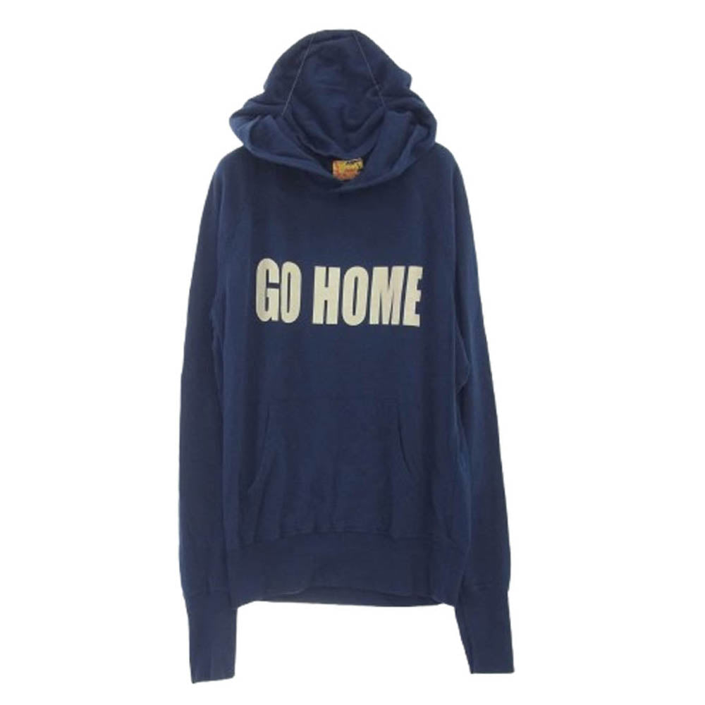 TMT ティーエムティー GO HOME プリント プルオーバー スウェット パーカー ネイビー系 M【中古】