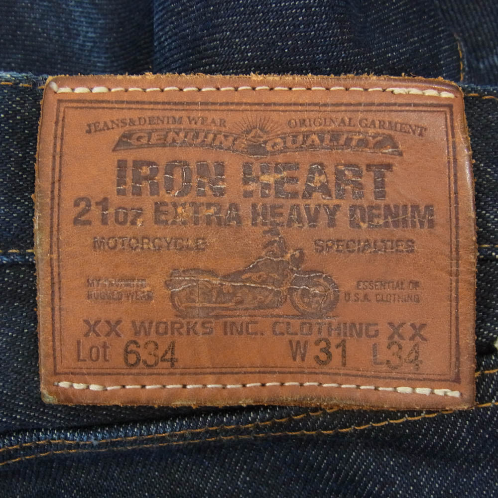 IRON HEART アイアンハート 21oz セルビッチ ストレート デニム パンツ インディゴブルー系 31【中古】