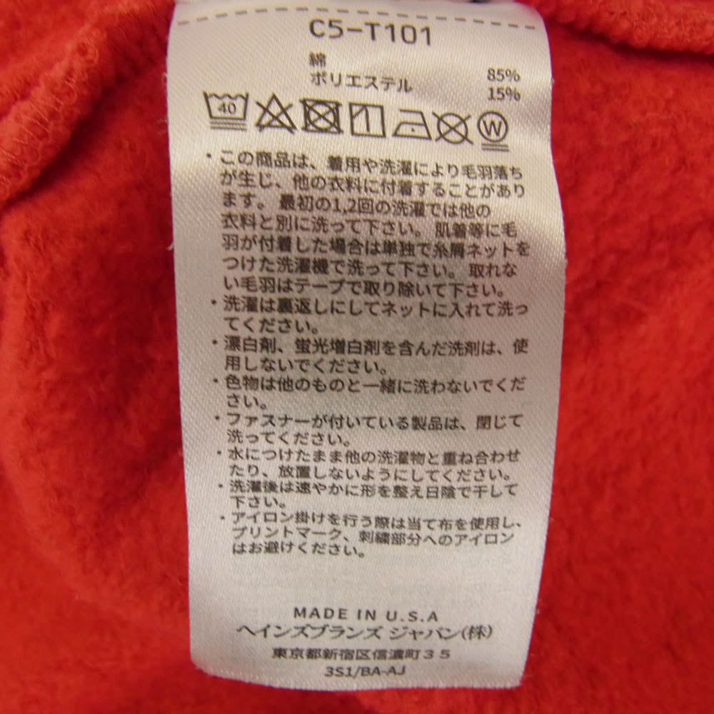 Champion チャンピオン C5-T101 USA製 9oz スウェット パーカー フーディ レッド系 L【中古】