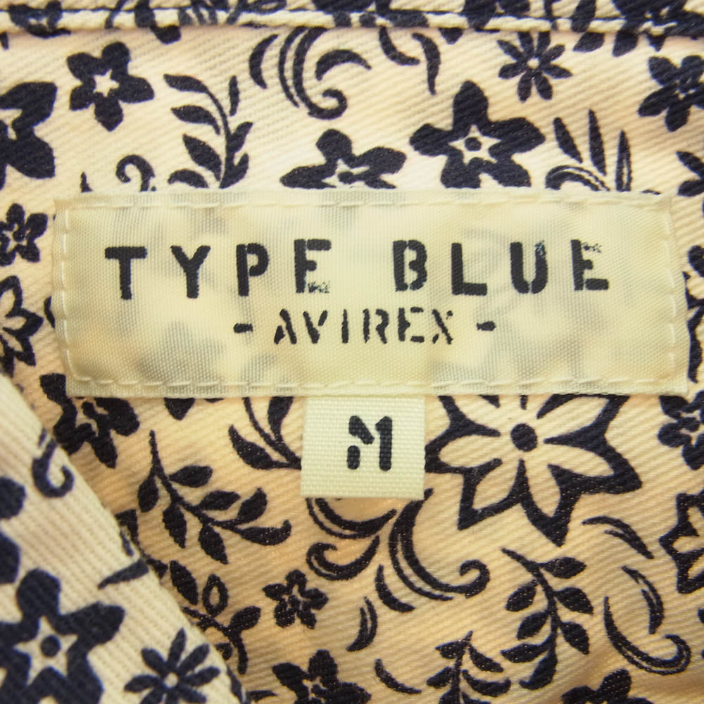 AVIREX アヴィレックス 6115111 FLOWER PRINT SHIRT フラワープリント コットン 半袖 シャツ オフホワイト系 ダークネイビー系 M【中古】