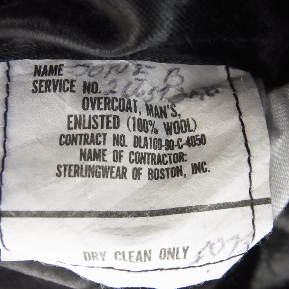 DLA100-90-C-4050 米海軍 実物 US NAVY 90's ウール P コート 40R ブラック系 40R【中古】