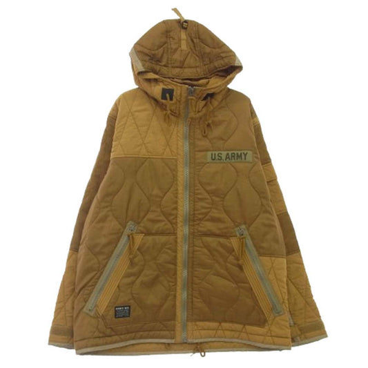 AVIREX アヴィレックス 6102180 COMBI QUILT ZIP PARKA ミリタリー キルティング ジャケット ライトブラウン系 M【美品】【中古】