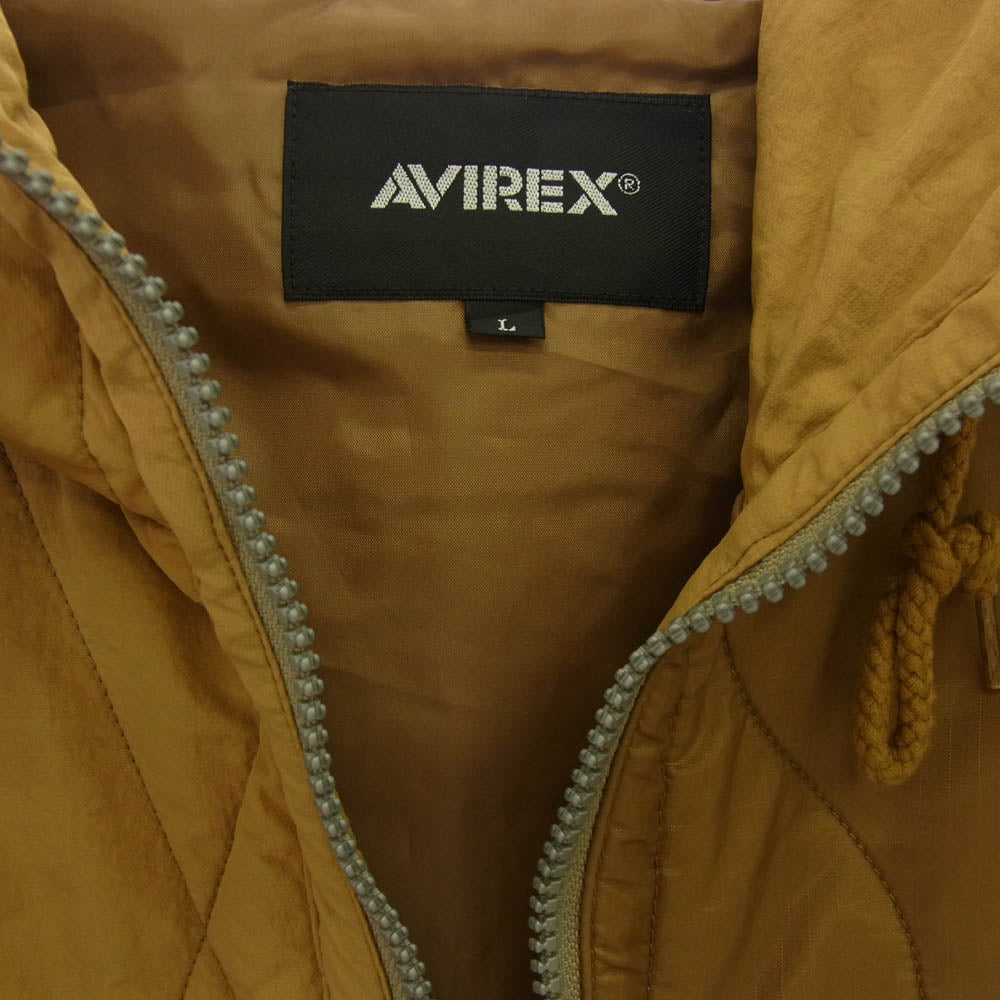 AVIREX アヴィレックス 6102180 COMBI QUILT ZIP PARKA ミリタリー キルティング ジャケット ライトブラウン系 M【美品】【中古】