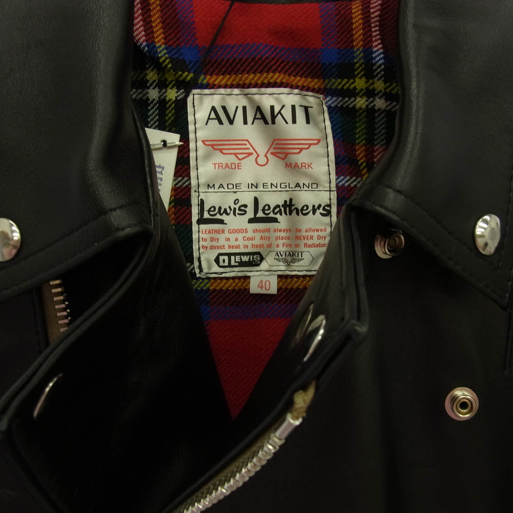 Lewis Leathers ルイスレザー 441TR CYCLONE サイクロン ラットランドシープスキン タイトフィット タータンチェック ダブル ライダース ジャケット ルイス製 木製 ロゴハンガー付属 ブラック系 40【極上美品】【中古】