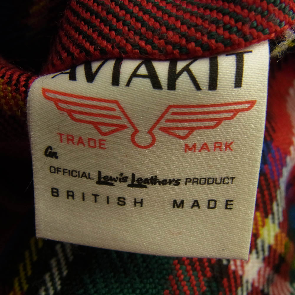 Lewis Leathers ルイスレザー 441TR CYCLONE サイクロン ラットランドシープスキン タイトフィット タータンチェック ダブル ライダース ジャケット ルイス製 木製 ロゴハンガー付属 ブラック系 40【極上美品】【中古】